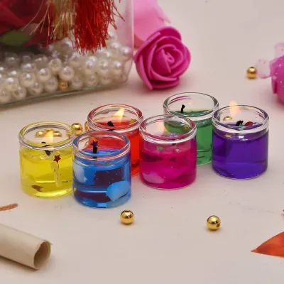  6 pcs Multi Color Jelly Candle Light Set 